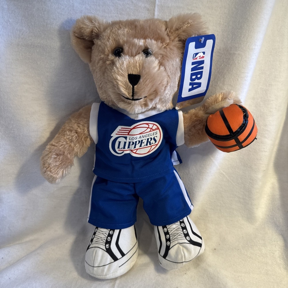 Authentic Los Angeles CLIPPERS Plush Teddy Bear Blue Jersey-NBA Branded NWT 14in